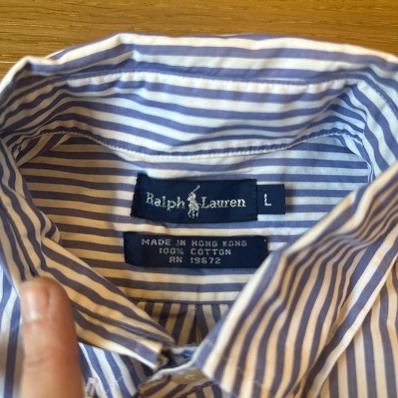 Ralph Lauren Men's White and Blue Striped Shirt - Picture 6 of 8